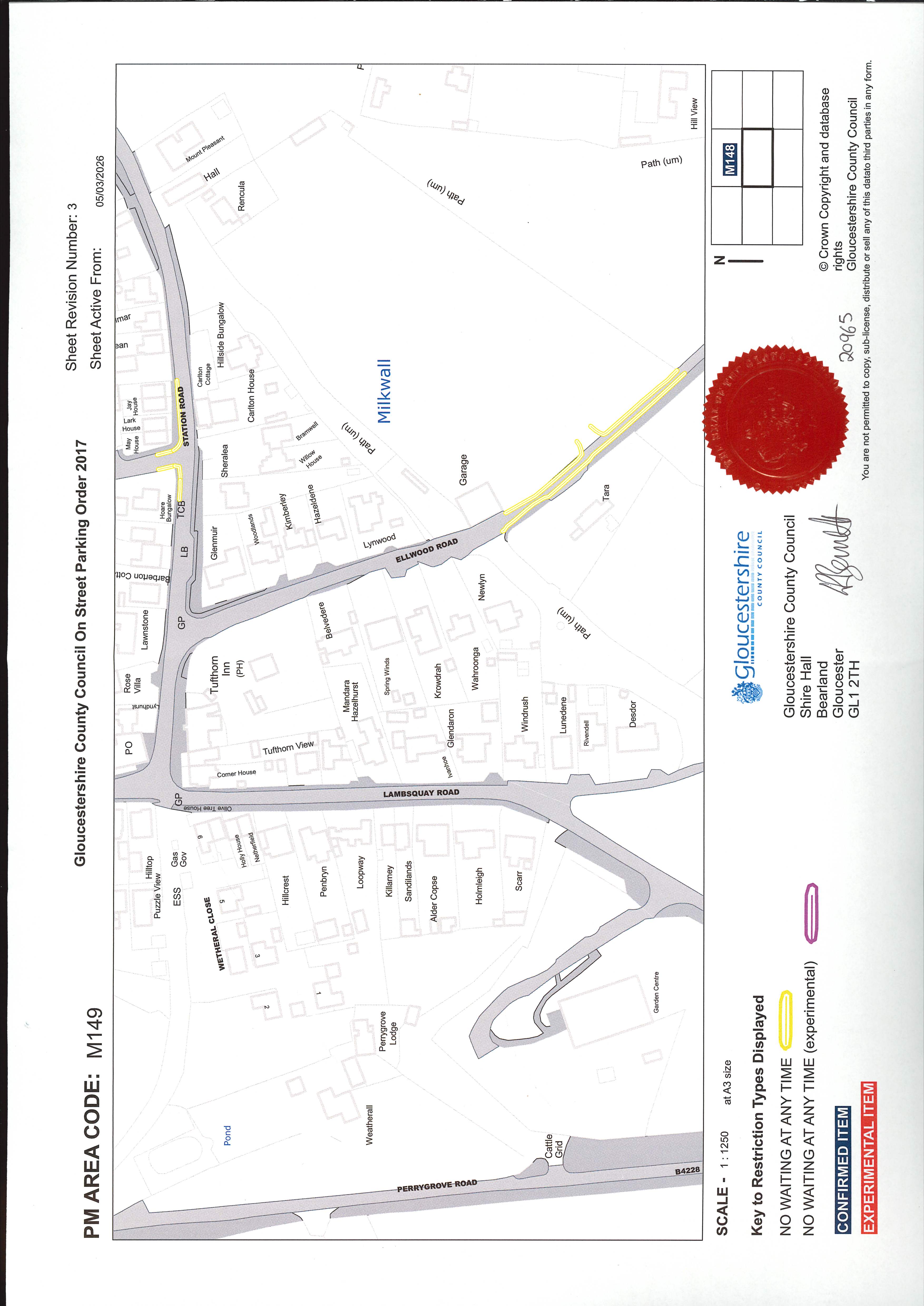 Double Yellow Lines order confirmed for Ellwood Road. Operating 5th March 26. www.gloucestershire.gov.uk/tros 